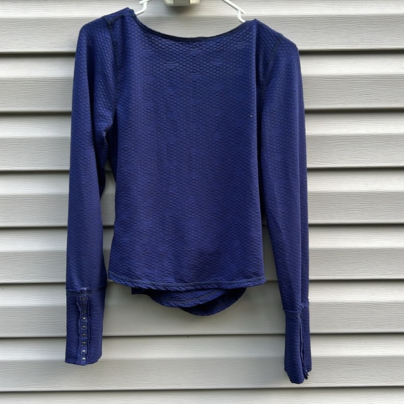 Free People | Penny Top Faux Wrap in Ink Blue Long Sleeve size Large - Picture 6 of 6